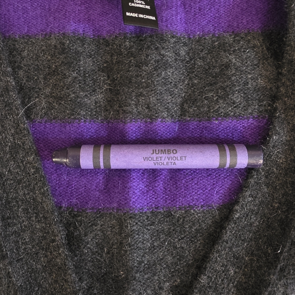 Aqua Striped Cashmere Button Up Cardigan- XS - Picture 3 of 13